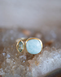 Clau Ring * Larimar & Blue topaz hydro * Gold Plated 18K * BJR156