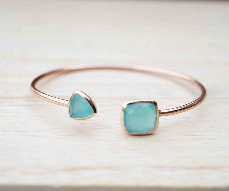 Summer Bracelet * Aqua Chalcedony * Gold Plated 18k or Silver Plated or Rose Gold Plated * BJB006A