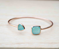 Summer Bracelet * Aqua Chalcedony * Silver Plated or Gold Plated 18k or Rose Gold Plated* BJB006B