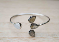 Lotus Flower * Labradorite and Moonstone * Gold Plated 18k or Rose Gold Plated or Silver Plated* BJB019C