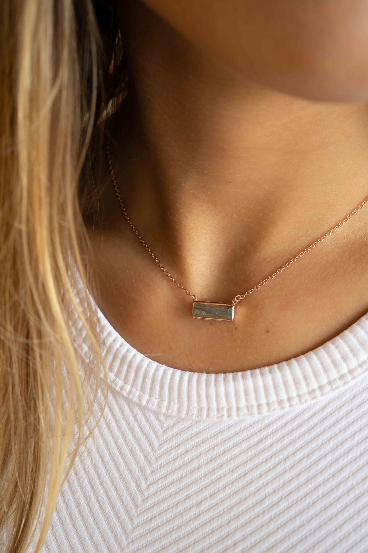 Clara Rectangle Necklace * Labradorite * Gold Vermeil or Sterling Silver 925 or Rose Gold * BJN028A