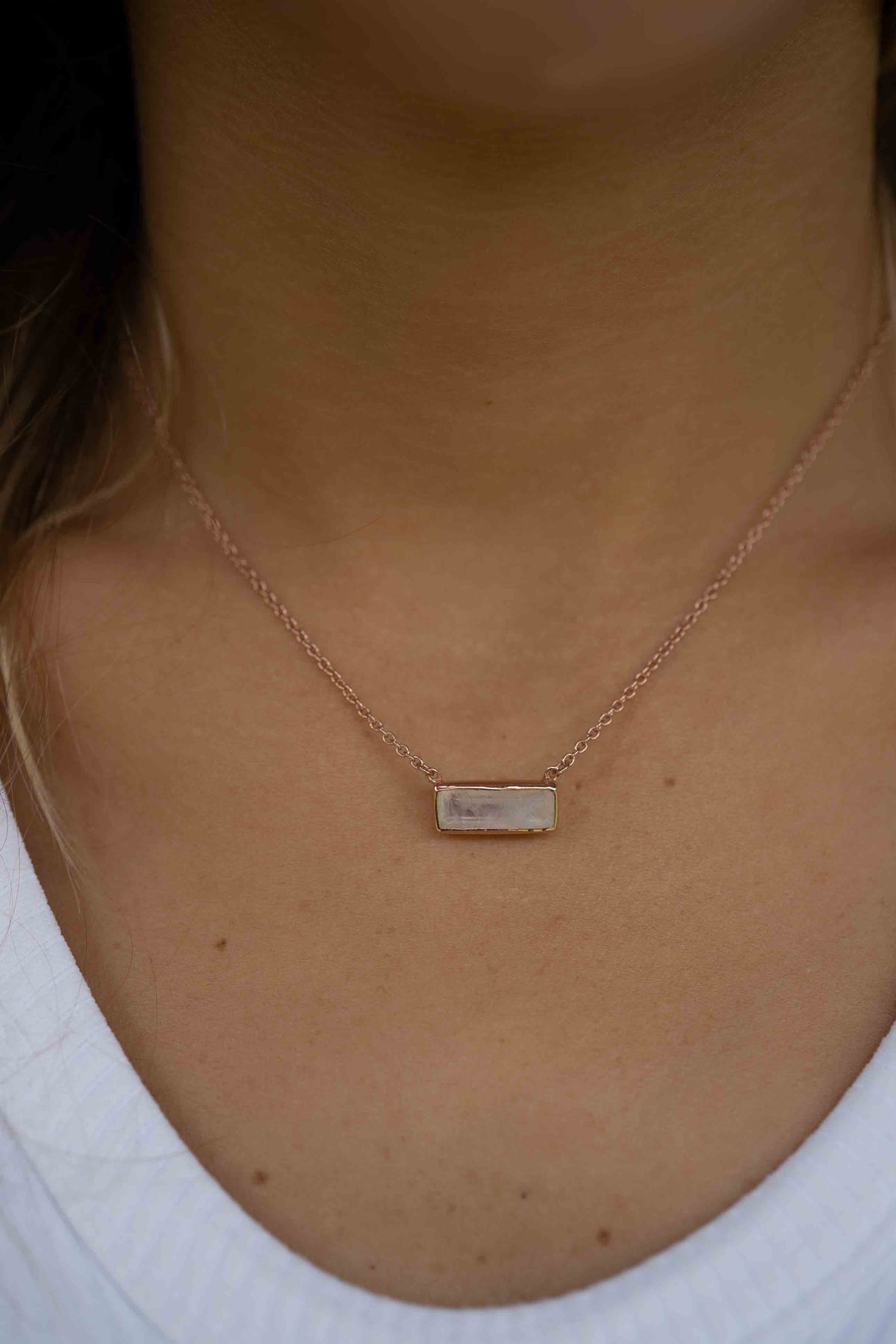 Clara Rectangle Necklace * Moonstone * Gold Vermeil or Sterling Silver or Rose Gold * BJN027B