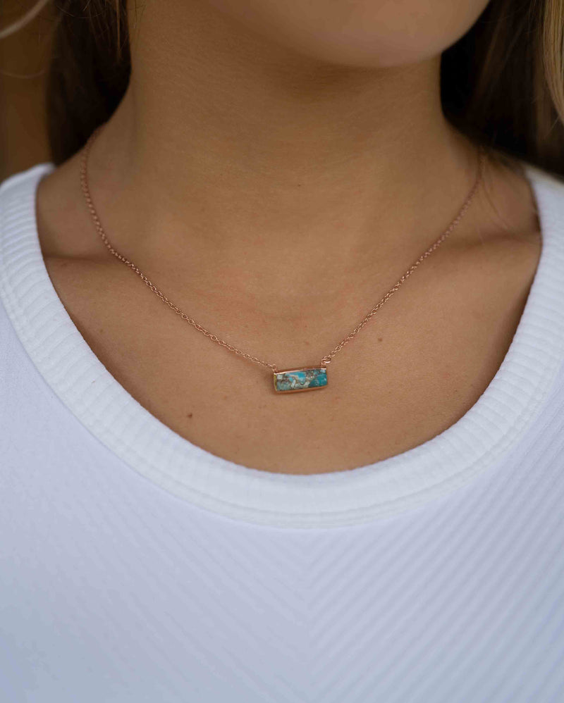 Clara Rectangle Necklace * Copper Turquoise * Gold Vermeil or Sterling Silver 925 or Rose Gold * BJN030A