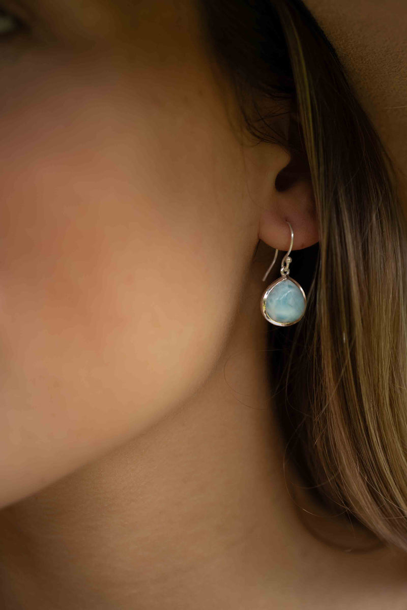 Lihue Earrings * Larimar * Gold Plated 18k or Sterling Silver * BJE068A