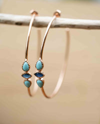 Yeda Hoop Earrings * Turquoise & Sapphire * Gold Plated 18k or Silver Plated * BJE018A