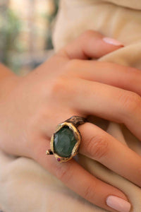 Handan Ring * Emerald & Ruby * Sterling Silver 925 oxidized * SBJR041