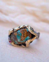 Lale Ring * Turquoise & Ruby * Sterling Silver 925 *SBJR050