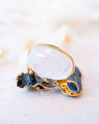 Dala Ring * Moonstone & Sapphire * Sterling Silver 925 *SBJR055