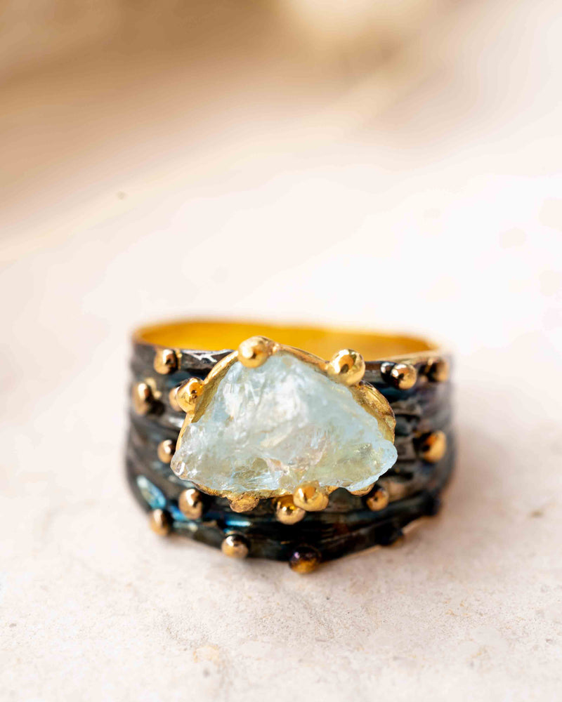 Norna Ring * Rough Aquamarine * Sterling Silver 925 *SBJR066