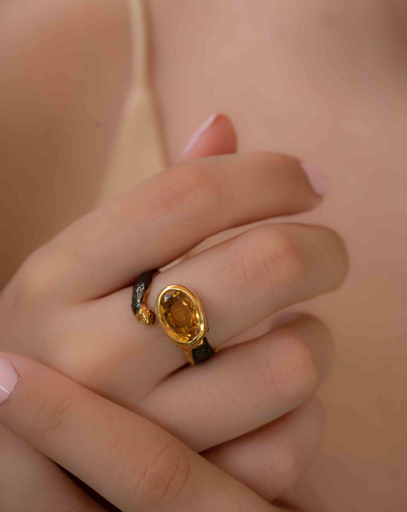 Nola Adjustable Ring * Citrine * Sterling Silver 925 *SBJR065