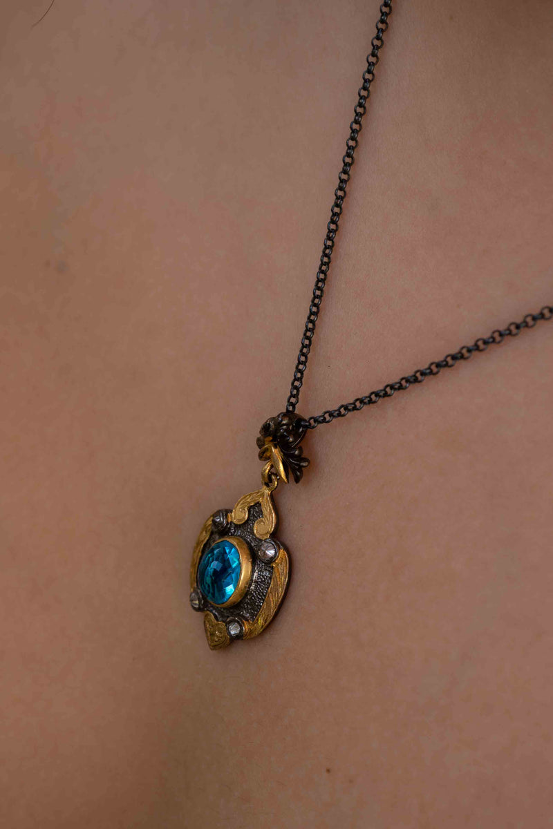 Sodia Necklace* Blue topaz hydro, Amethyst hydro, Ruby hydro * Sterling Silver 925 *SBJN004