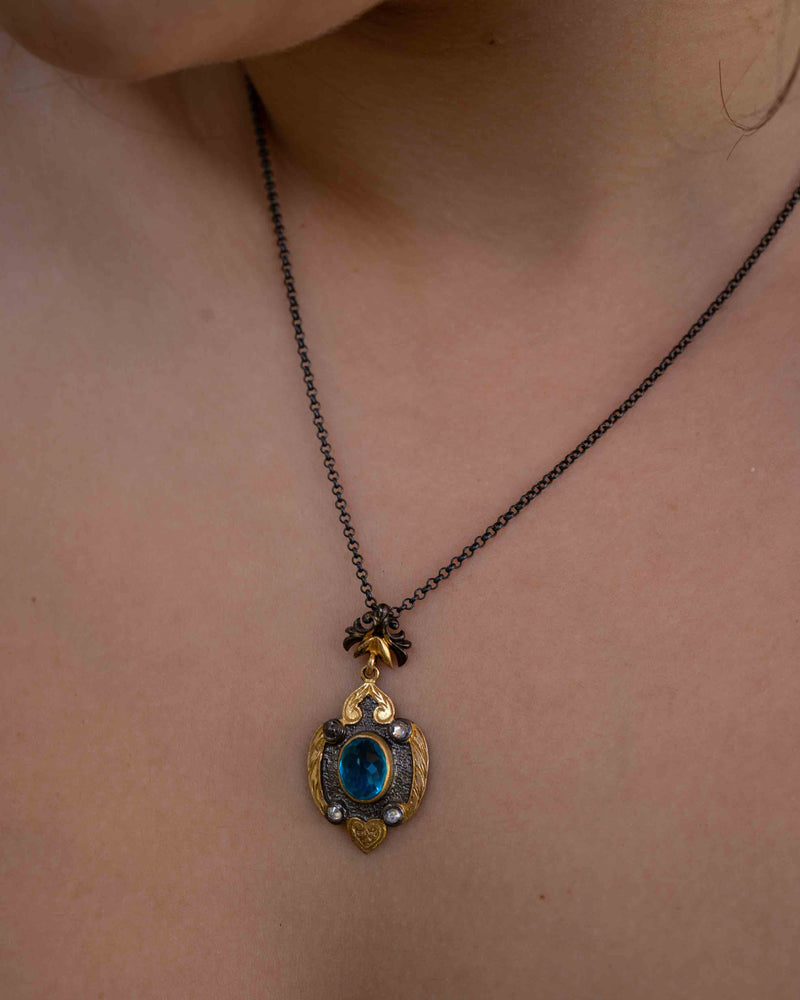 Sodia Necklace* Blue topaz hydro, Amethyst hydro, Ruby hydro * Sterling Silver 925 *SBJN004