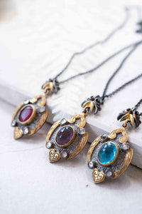 Sodia Necklace* Blue topaz hydro, Amethyst hydro, Ruby hydro * Sterling Silver 925 *SBJN004