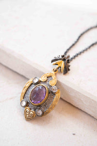 Sodia Necklace* Blue topaz hydro, Amethyst hydro, Ruby hydro * Sterling Silver 925 *SBJN004