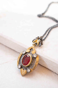 Sodia Necklace* Blue topaz hydro, Amethyst hydro, Ruby hydro * Sterling Silver 925 *SBJN004