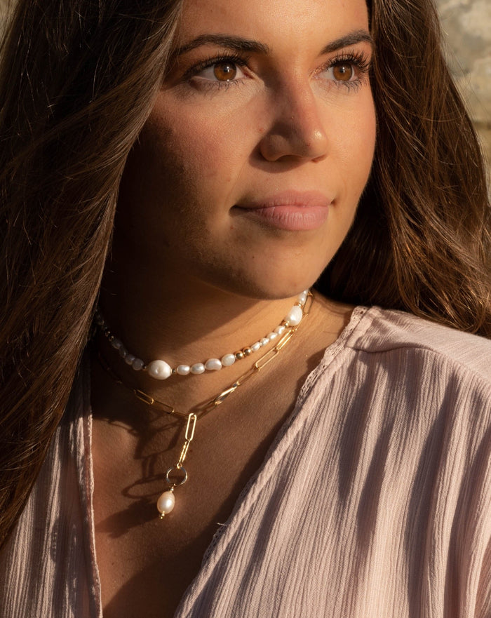 Mia Necklace * Fresh Water Pearl * Gold Plated, Rose Gold Plated or Sterling Silver 925
