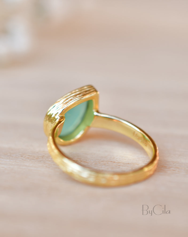 Beatriz Ring * Aqua Chalcedony * Gold Plated 18k * SBJR124