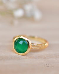 Leticia Ring * Green Onyx * Gold Plated 18k * SBJR115