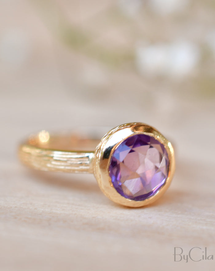 Leticia Ring * Amethyst hydro * Gold Plated 18k * SBJR121