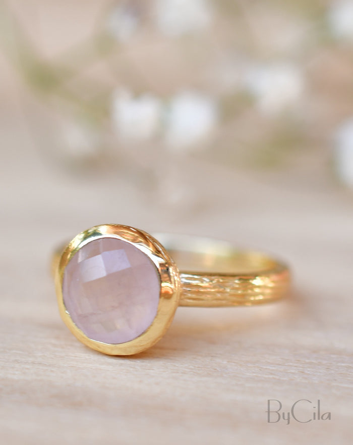 Leticia Ring * Rose Quartz * Gold Plated 18K * SBJR120