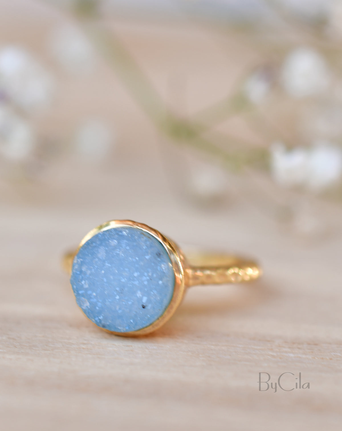 Marcela Ring * Blue Druzy * Gold Plated 18k * SBJR112
