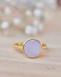 Marcela Ring * White Druzy * Gold Plated 18k * SBJR108
