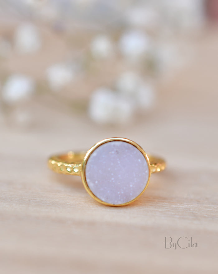 Marcela Ring * White Druzy * Gold Plated 18k * SBJR108