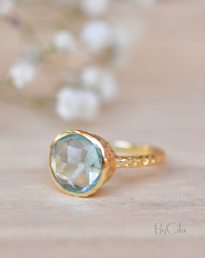 Marcela Ring * Blue Topaz hydro * Gold Plated 18k * SBJR113