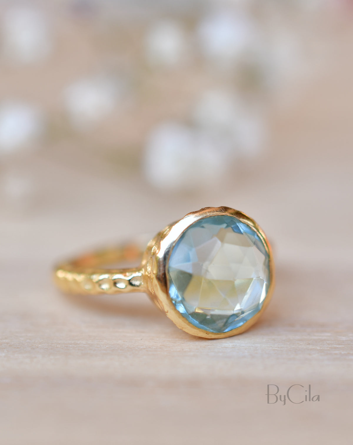 Marcela Ring * Blue Topaz hydro * Gold Plated 18k * SBJR113
