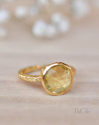 Marcela Ring * Yellow Topaz Hydro * Gold Plated 18k * SBJR109