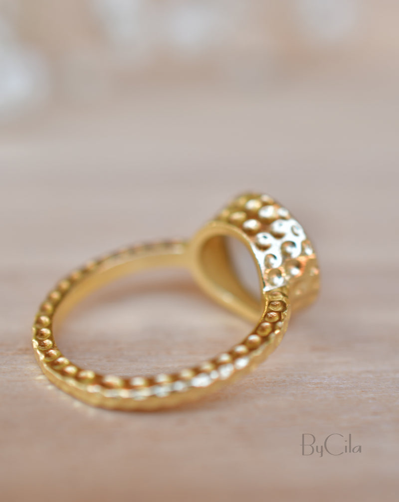 Marcela Ring * Rainbow Moonstone * Gold Plated 18k * SBJR107