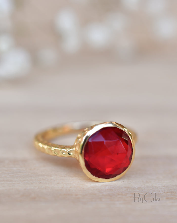 Marcela Ring * Garnet Hydro* Gold Plated 18k * SBJR114