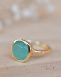 Marcela Ring * Aqua Chalcedony * Gold Plated 18k * SBJR106
