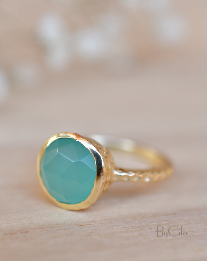 Marcela Ring * Aqua Chalcedony * Gold Plated 18k * SBJR106