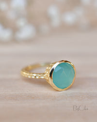 Marcela Ring * Aqua Chalcedony * Gold Plated 18k * SBJR106
