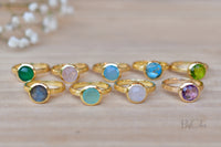 Leticia Ring * Aqua Chalcedony * Gold Plated 18k * SBJR117