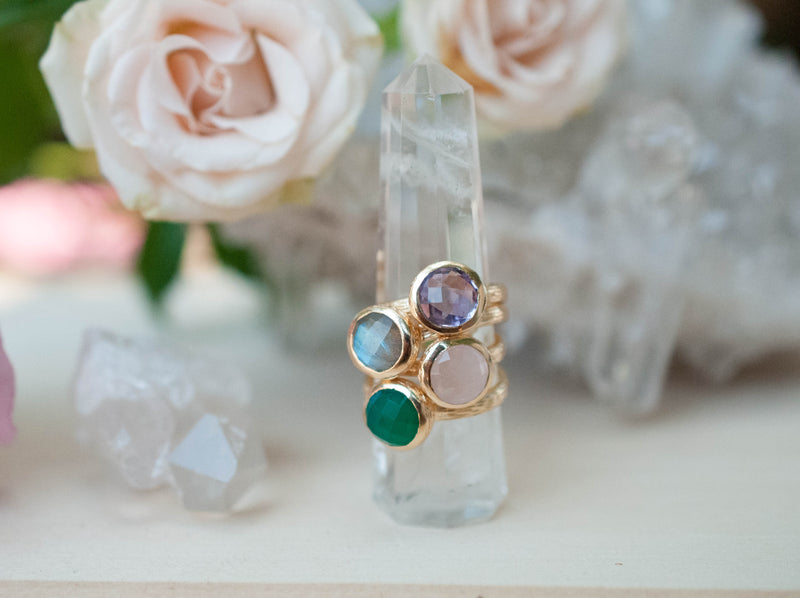 Leticia Ring * Rose Quartz * Gold Plated 18K * SBJR120