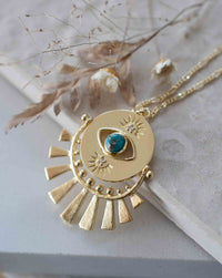 Joy Necklace * Copper turquoise, Rainbow Moonstone or Labradorite * Gold Plated * BJN130