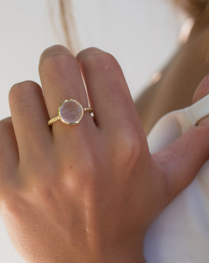 Marcela Ring * Rose Quartz * Gold Plated 18K * SBJR110