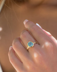 Leticia Ring * Blue Chalcedony * Gold Plated 18k * SBJR119