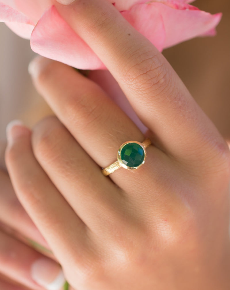 Leticia Ring * Green Onyx * Gold Plated 18k * SBJR115