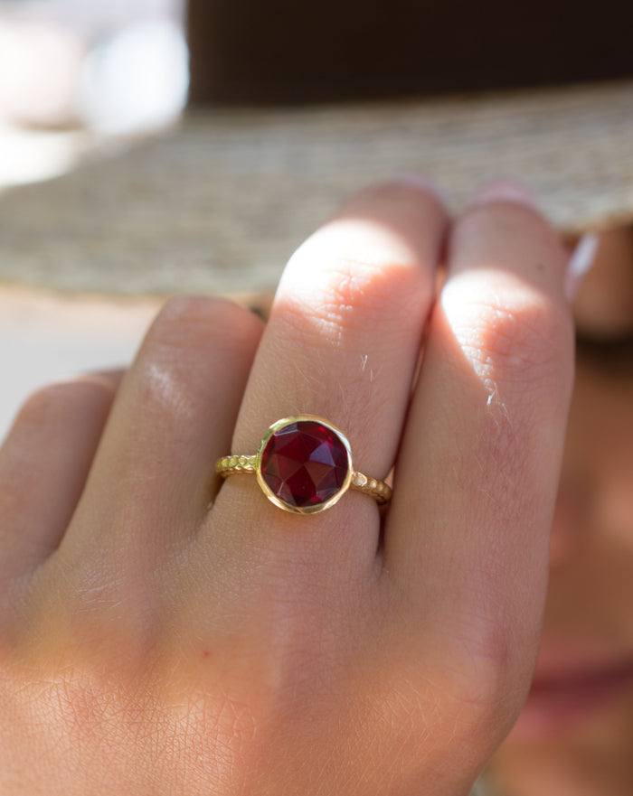 Marcela Ring * Garnet Hydro* Gold Plated 18k * SBJR114