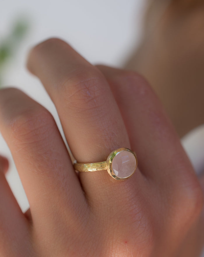 Leticia Ring * Rose Quartz * Gold Plated 18K * SBJR120