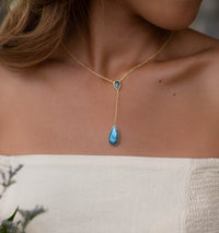 Gabrielle Necklace * Labradorite, Aqua Chalcedony or Moonstone * Gold Plated 18K * BJN043