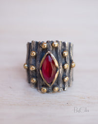 Caria Ring * Garnet hydro * Sterling Silver 925 oxidized * SBJR006