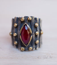 Caria Ring * Garnet hydro * Sterling Silver 925 oxidized * SBJR006