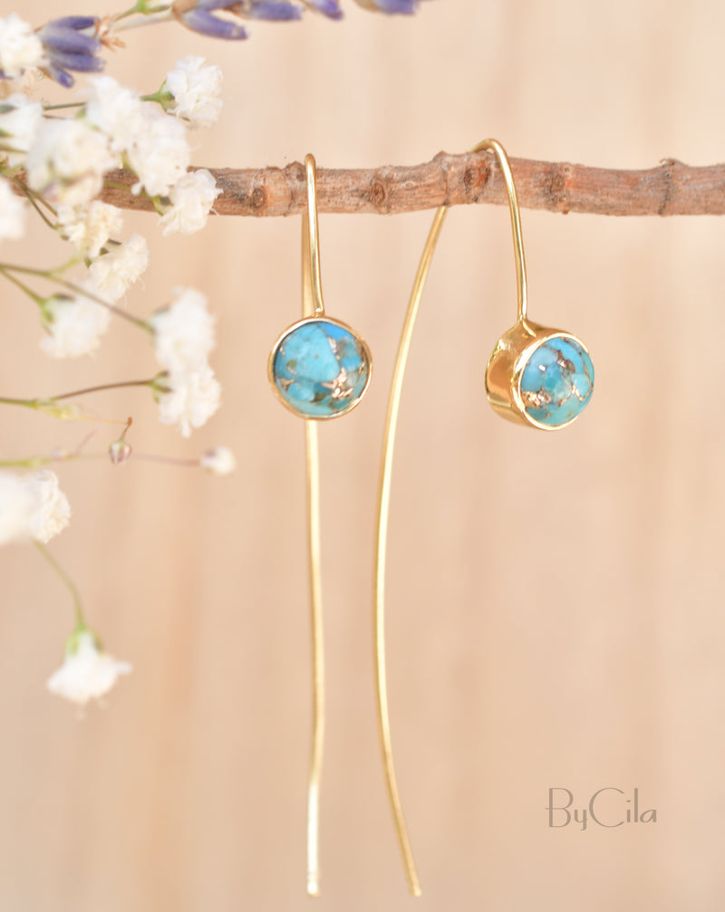 Manuella Earrings * Copper Turquoise * Gold Plated 18k * BJE054