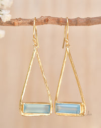 Marina Earrings * Blue Chalcedony * Gold Plated 18k or Silver Plated  * BJE006B