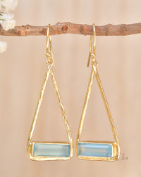 Marina Earrings * Blue Chalcedony * Gold Plated 18k, Silver Plated or Rose Gold * BJE006B