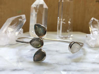 Lotus Flower * Labradorite and Moonstone * Gold Plated 18k or Rose Gold Plated or Silver Plated* BJB019C
